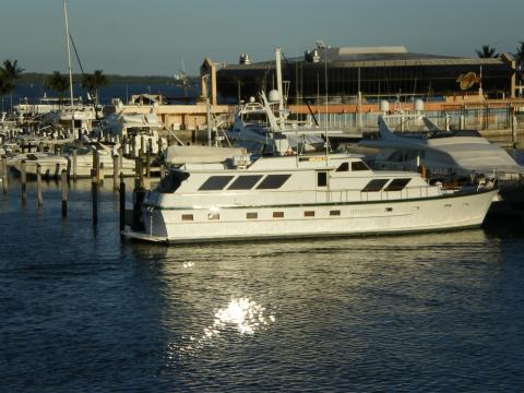 Boats in Bayside Marina at Bayside Market Place Miami Florida-May 8 2009