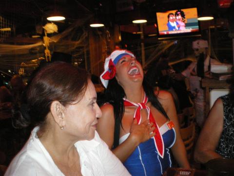Myriam Norman and a Hooter's Waitress 10-31-2009