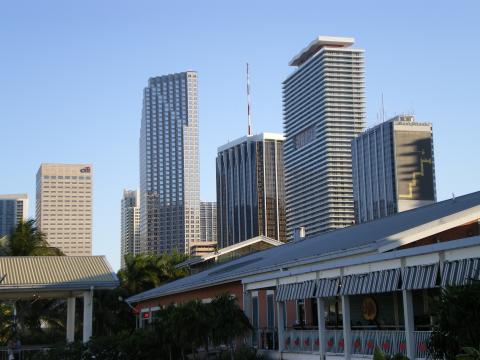 Look at Downtown Miami From Bayside Market Place in Miami Florida-May 8 2009