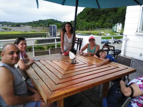 Marjorie Soto, Steven Strasburger, Nicole Soto, Marilyn Soto, Isaac Soto and Myriam Norman at the Marina of Manuel Antonio, Quepos, Costa Rica