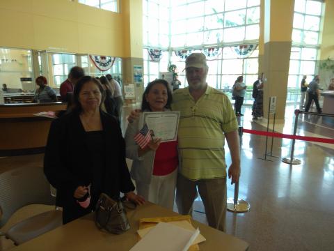 Myriam Norman-Ronald Norman and Hilda Casado After Citizenship Ceremony 8-11-2017