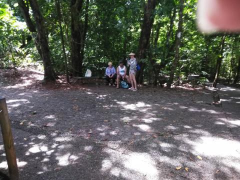 Marjorie Soto, Steven Strasburger and Myriam Norman at the Rest Area on the Pathway through the Jungle at Parque Nacional Manuel Antonio Park Costa Rica