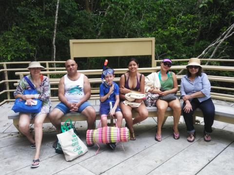 Marjorie Soto, Steven Strasburger, Isaac Soto, Nicole Soto, Marilyn Soto and Myriam Norman Return Path to the Entrance to the Parque Nacional Manuel Antonio Park in Costa Rica