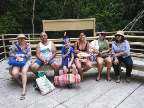 Marjorie Soto, Steven Strasburger, Isaac Soto, Nicole Soto, Marilyn Soto and Myriam Norman Return Path to the Entrance to the Parque Nacional Manuel Antonio Park in Costa Rica