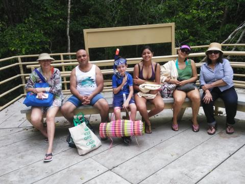 Marjorie Soto, Steven Strasburger, Isaac Soto, Nicole Soto, Marilyn Soto and Myriam Norman Return Path to the Entrance to the Parque Nacional Manuel Antonio Park in Costa Rica