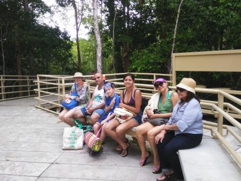 Marjorie Soto, Steven Strasburger, Isaac Soto, Nicole Soto, Marilyn Soto and Myriam Norman Return Path to the Entrance to the Parque Nacional Manuel Antonio Park in Costa Rica