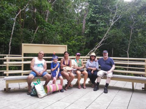 Steven Strasburger, Isaac Soto, Nicole Soto, Marilyn Soto, Myriam Norman and Ronald Norman Return Path to the Entrance to the Parque Nacional Manuel Antonio Park in Costa Rica